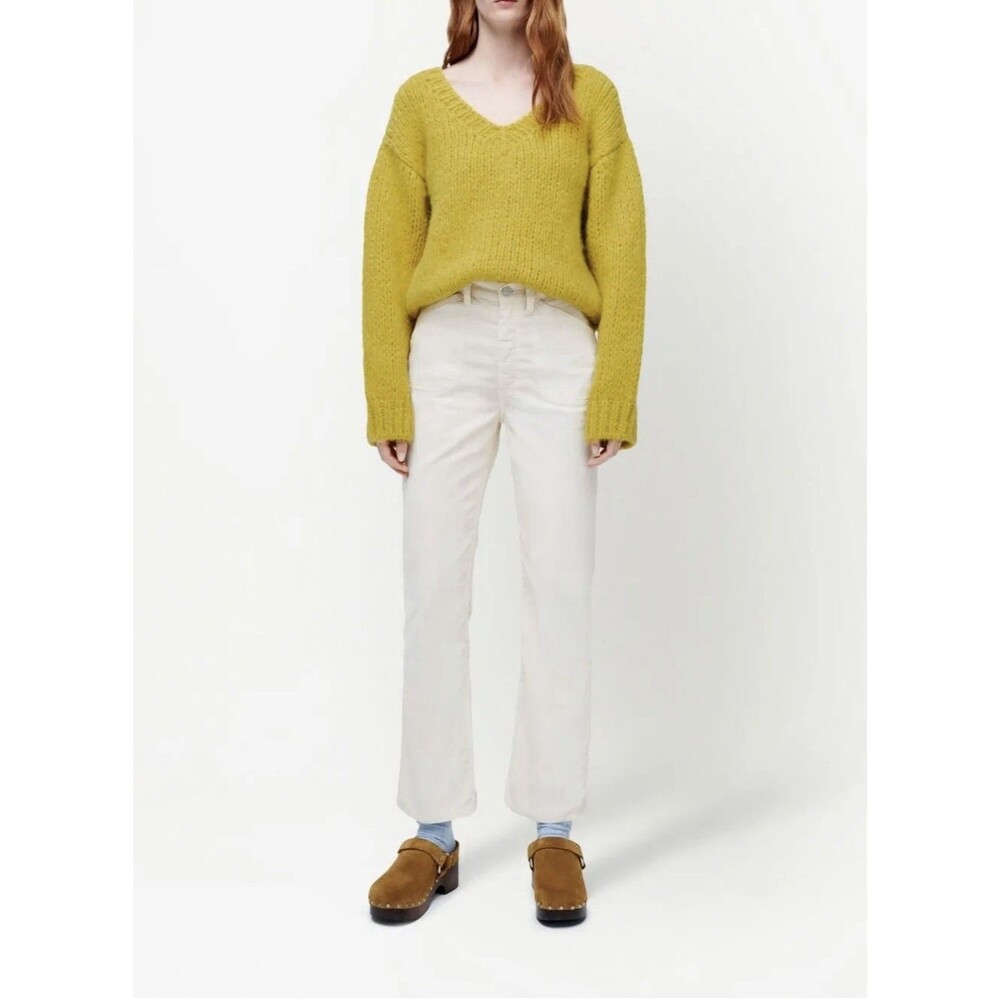 Re/Done Beige 100% Cotton Flared Cropped Corduroy Trousers Pants Women Size 27